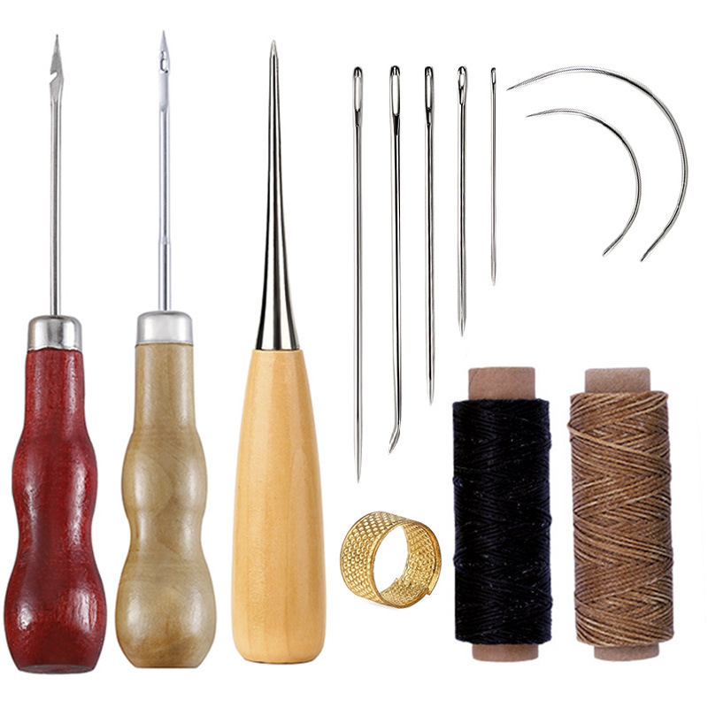 Leatherwork Beginner Tools - 13pcs Waxed Thread Leatherworking Tools Set