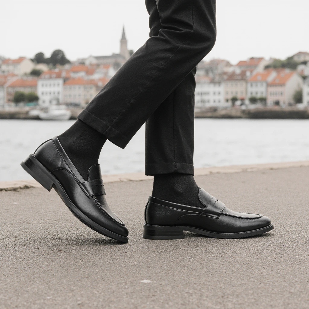 Leatherworking Classic - Men's Black Penny Loafers Classic Business