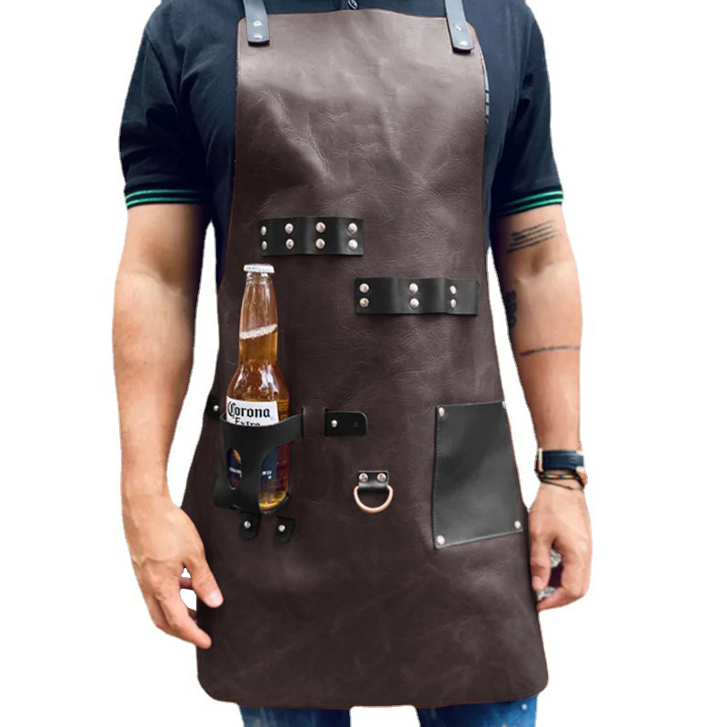 Leather Work Is - Outdoor PU Leather Apron Outdoor BBQ