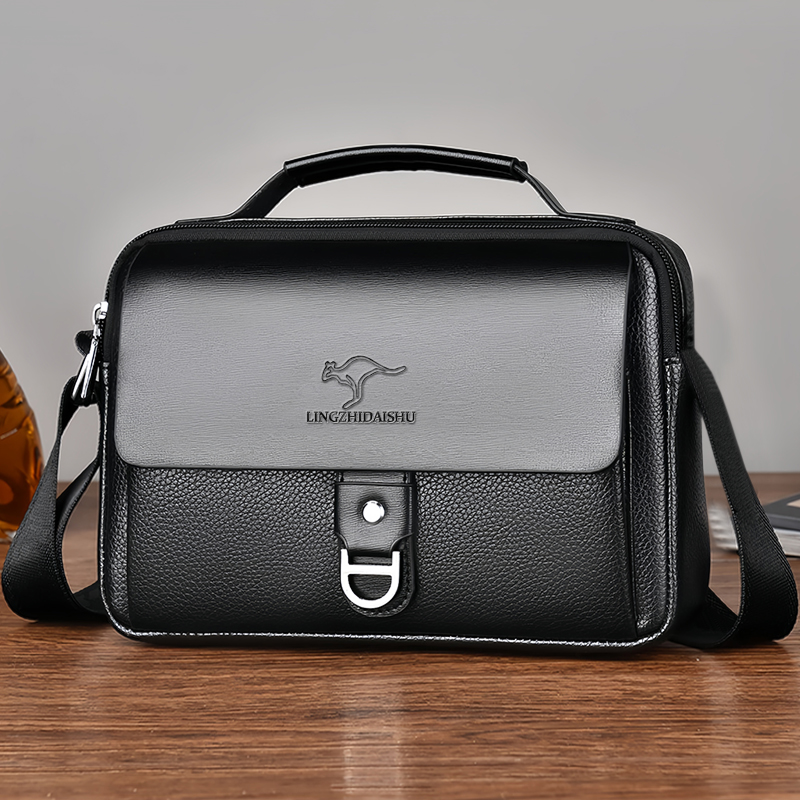 Leather Work Bag Laptop - Durable Wear-resistant Two-tone Business Bag Fashion