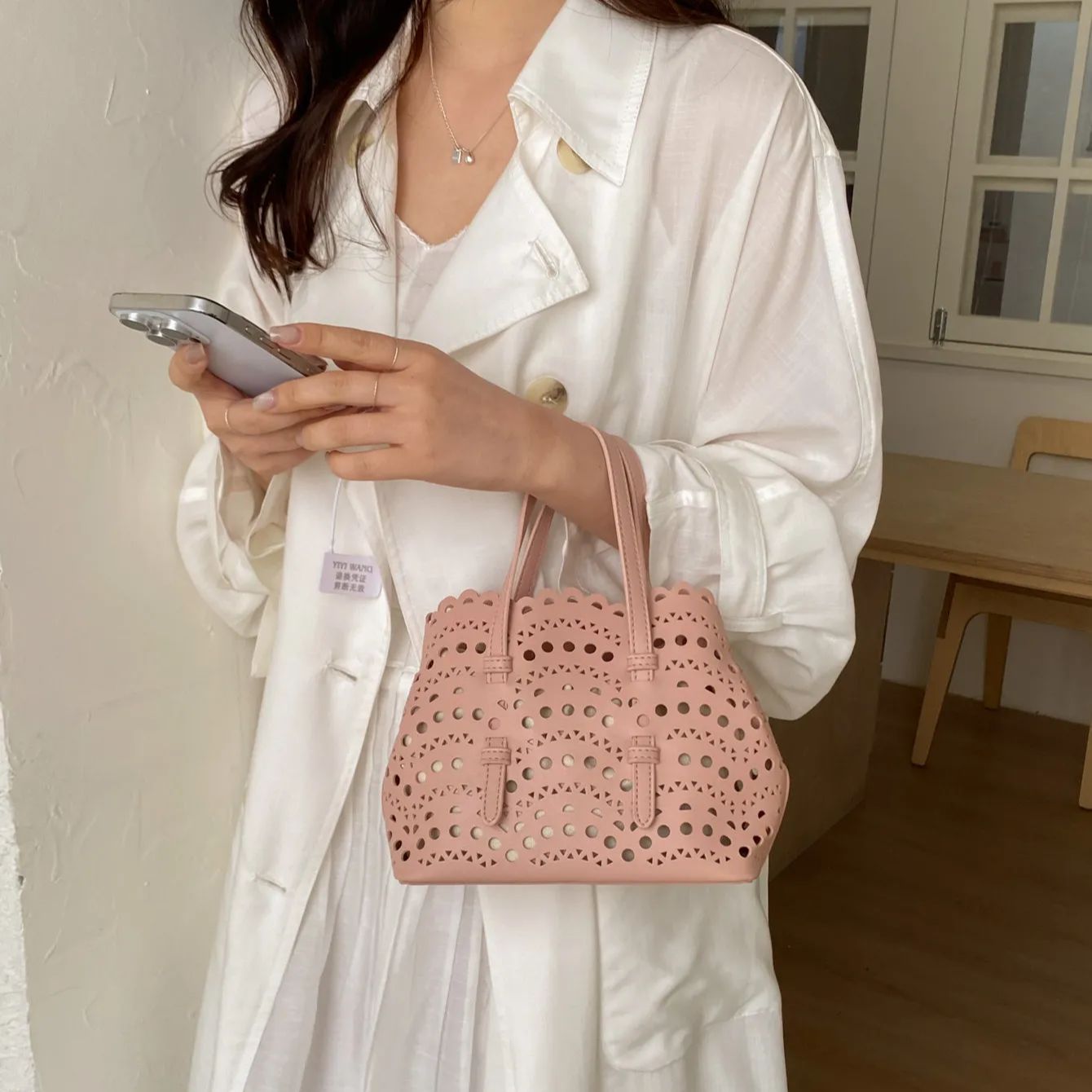 Leather Work Handbags For Women - Red Hollow Printed Crossbody Bag Korean