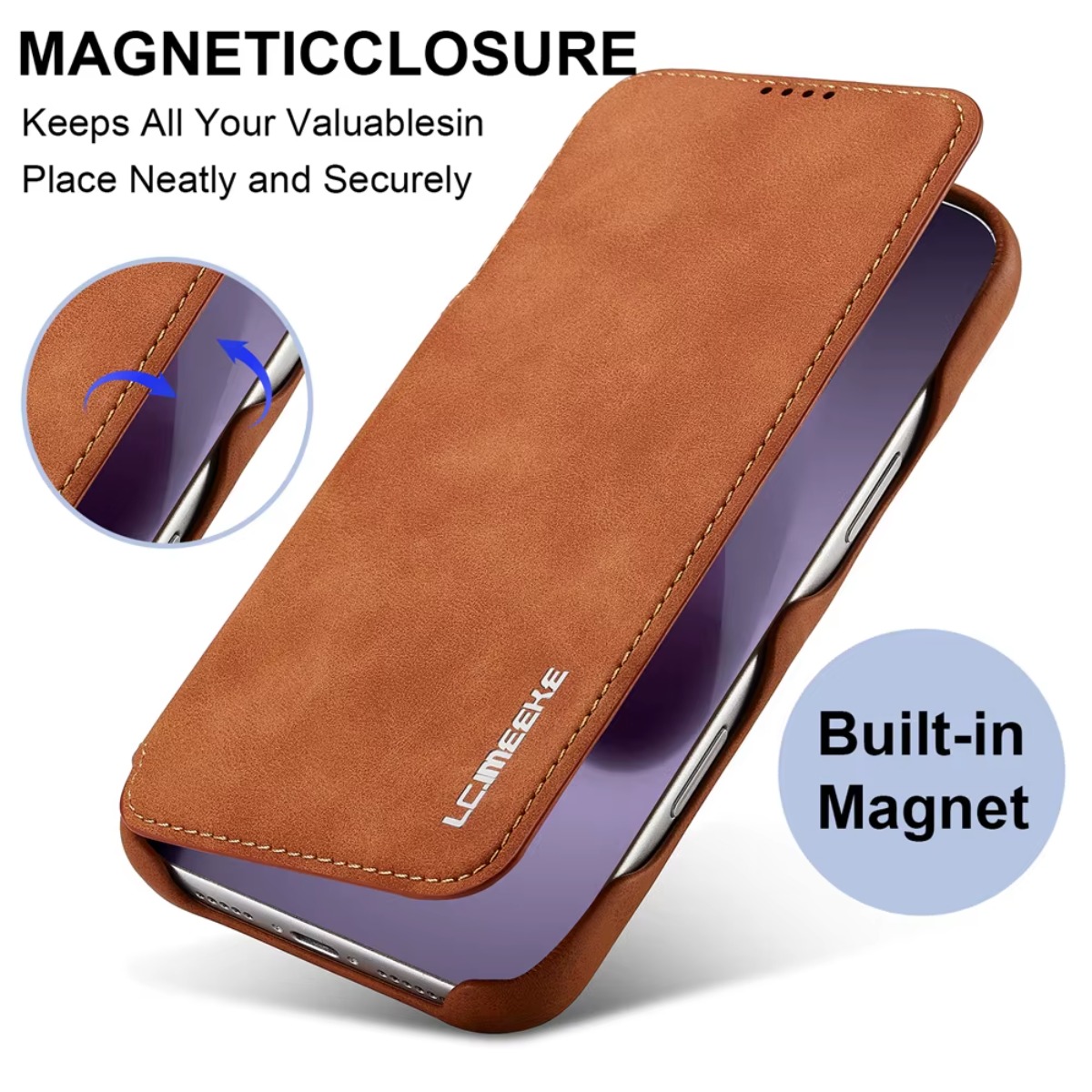 Leather X - Leather Wallet Magnetic Flip Cover with