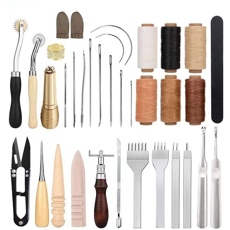 Leatherwork Beginner Tools - 25Pcs Leather Working Tools For Beginners