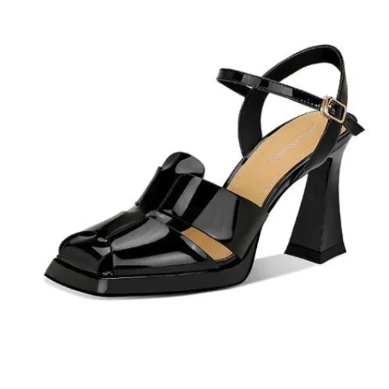Leather Work Heels - Women's High Heel Sandals Fashion Patent