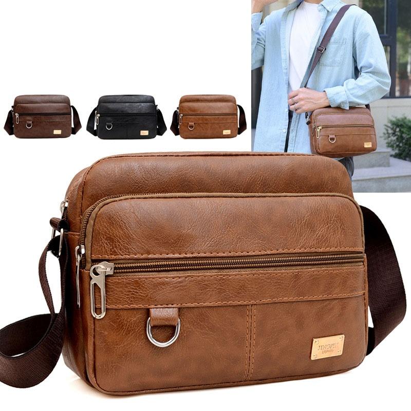 Leather Men's Sling Bag Messen - đánh giá và giá Leather Work Bag Laptop