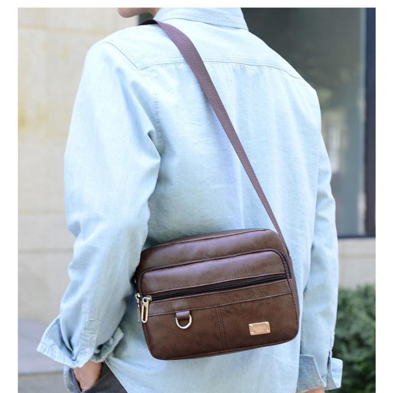 Leather Men's Sling Bag Messen - đánh giá và giá Leather Work Bag Laptop