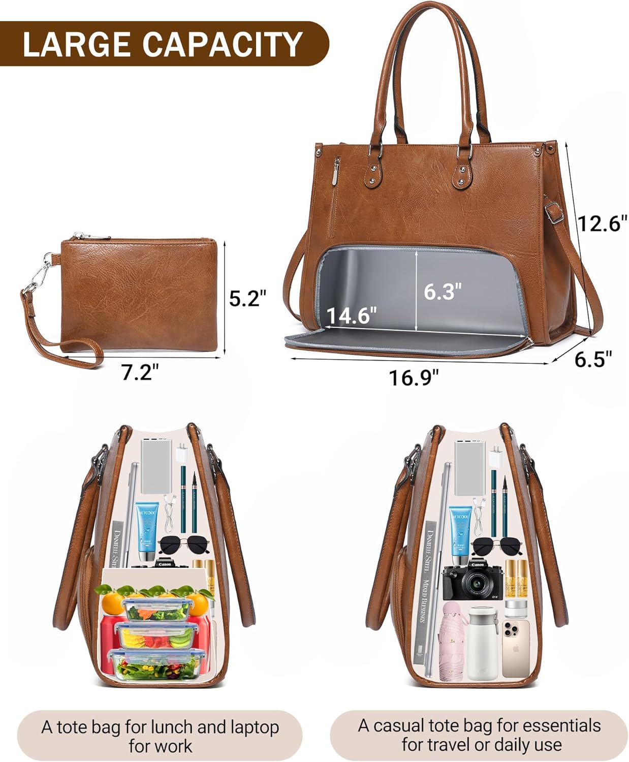 2 in 1 Laptop Tote Bag with In - đánh giá và giá Leather Work Bag Laptop