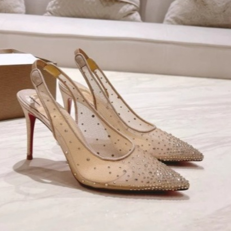 Mesh Rhinestone Rear Empty Sti - đánh giá và giá Leather Work Heels