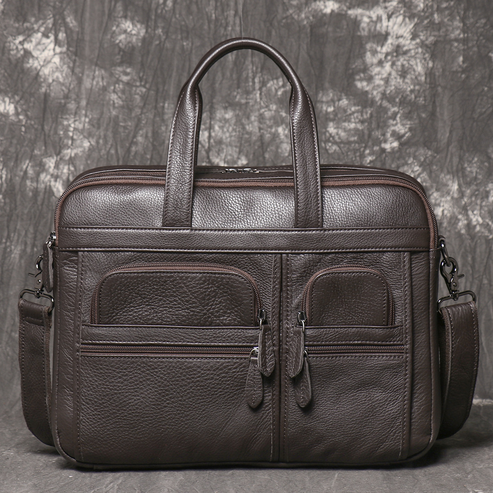 Men's Genuine Leather Briefcas - đánh giá và giá Leather Work Bag Laptop