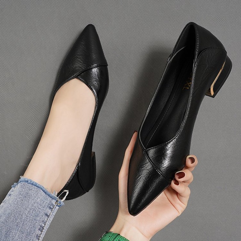2026 Spring and Autumn New Poi - đánh giá và giá Leather Work Heels