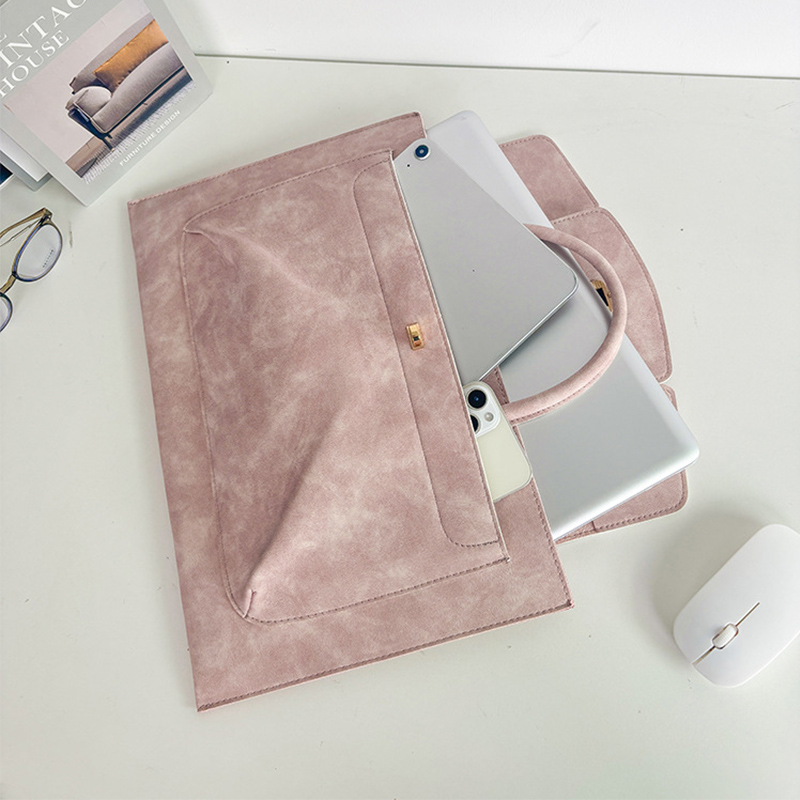 Elegant Pink PU Leather Laptop - đánh giá và giá Leather Work Bag Laptop