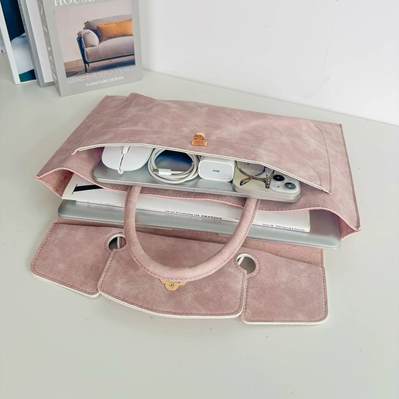 Elegant Pink PU Leather Laptop - đánh giá và giá Leather Work Bag Laptop