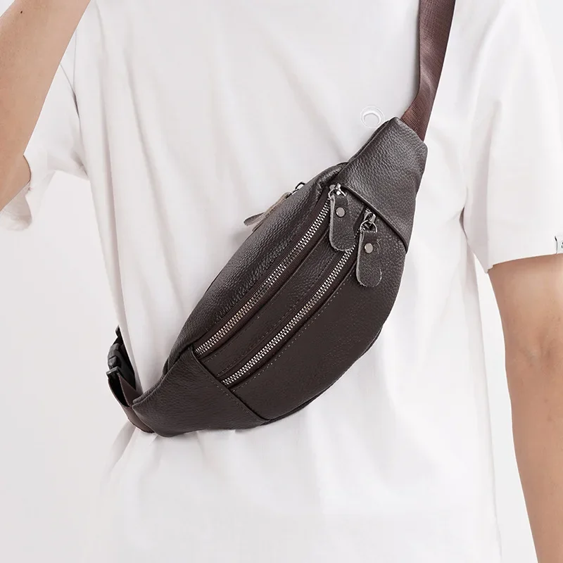 Genuine Leather Men’s Waist Ba - đánh giá và giá Leather Work Bag Laptop