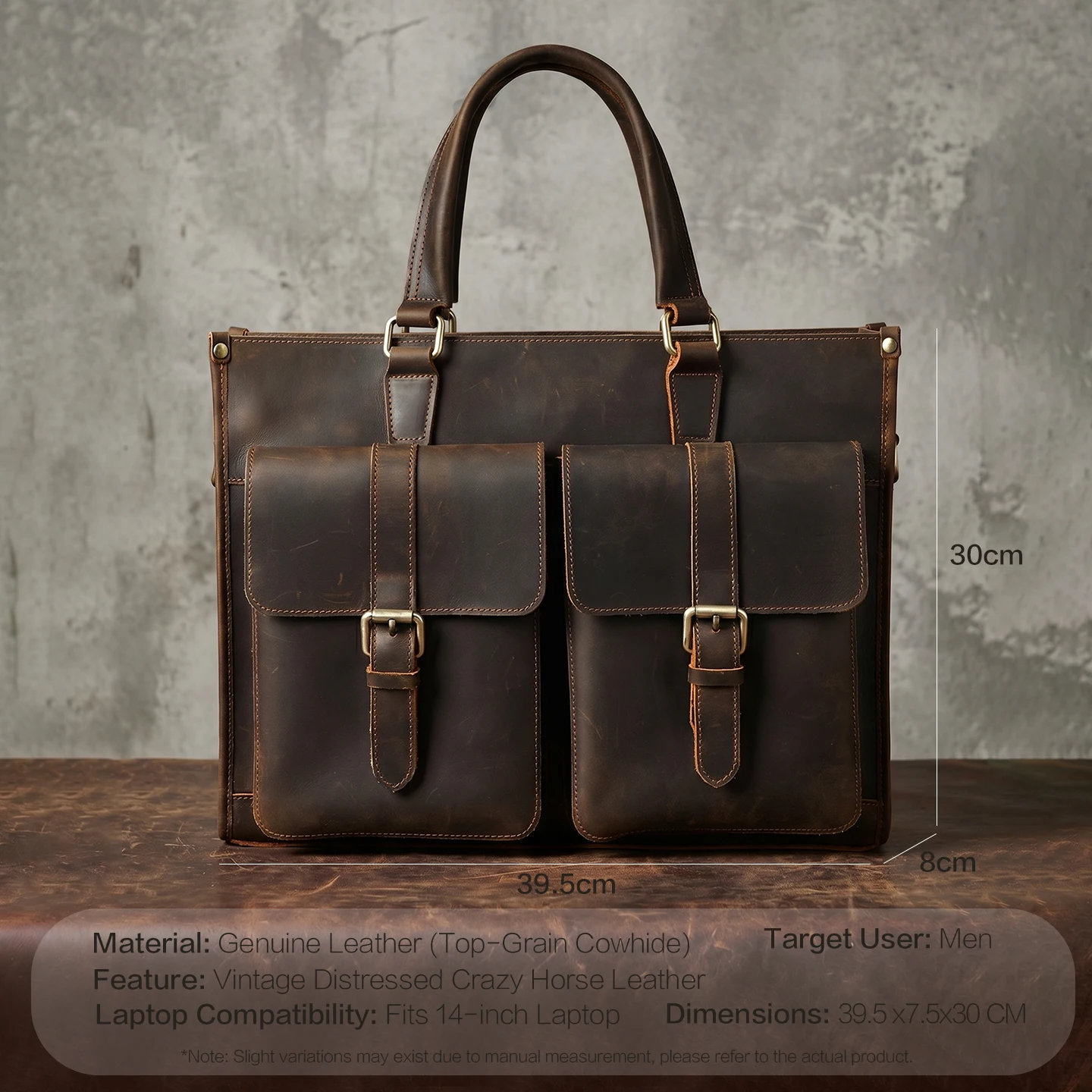 Vintage Genuine Leather Men Cr - đánh giá và giá Leather Work Bag Laptop