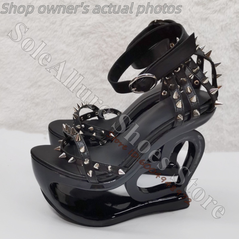Hot Pink Spike Stud Caged Hear - đánh giá và giá Leather Work Heels