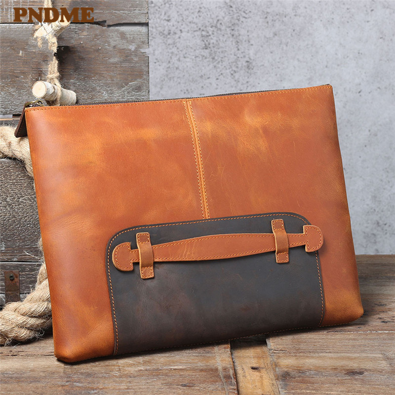 Vintage handmade genuine leath - đánh giá và giá Leather Work Bag Laptop