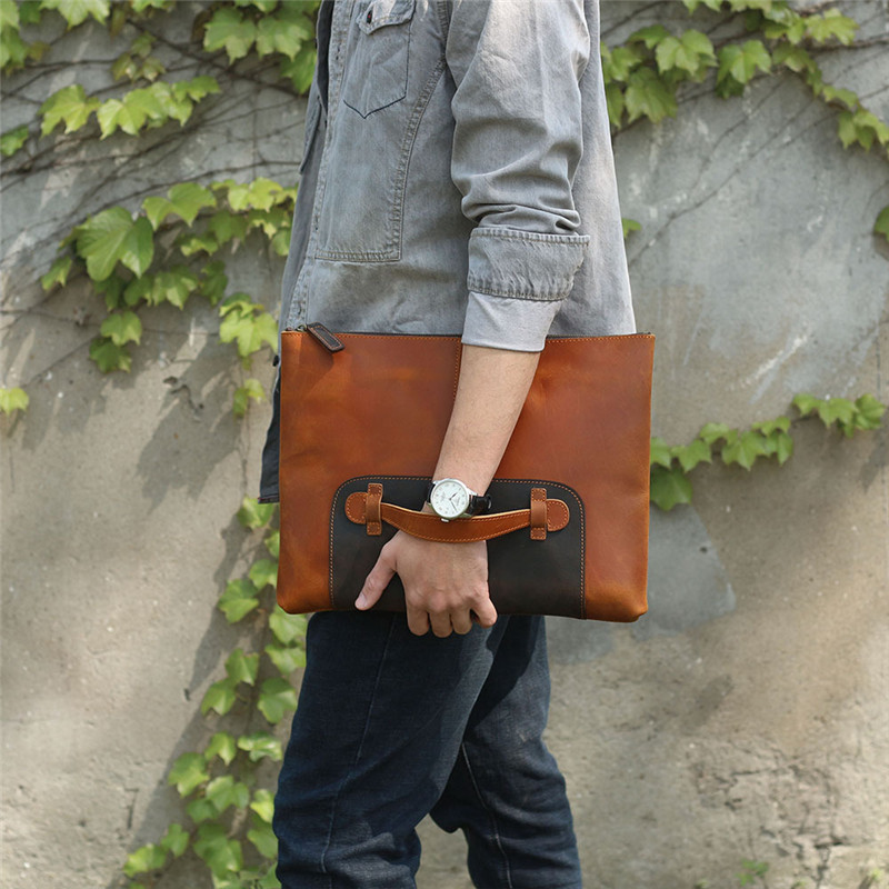 Vintage handmade genuine leath - đánh giá và giá Leather Work Bag Laptop