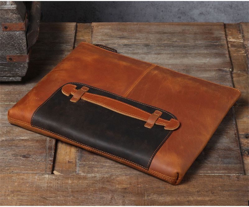 Vintage handmade genuine leath - đánh giá và giá Leather Work Bag Laptop